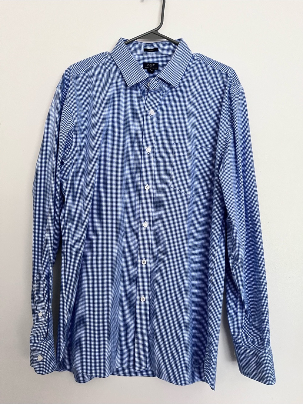 J.CREW Thompson XL Stretch Wrinkle Resistant Blue Gingham Men's Dress Shirt
